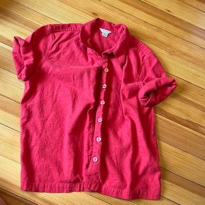 Red button down Christopher & Banks top